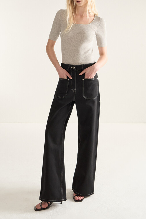 Front Pocket Denim Pants