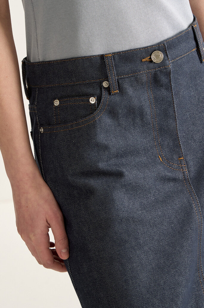 Scoop Cut Denim Skirt