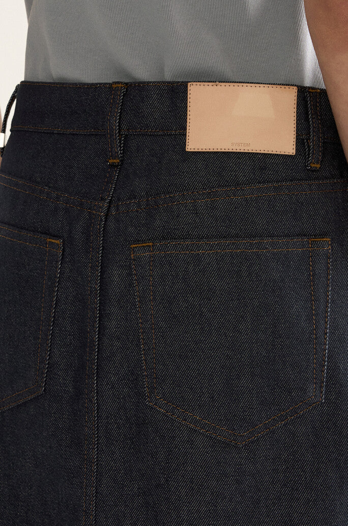 Scoop Cut Denim Skirt