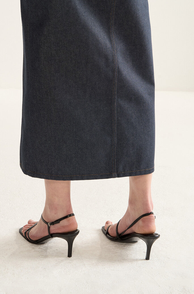 Scoop Cut Denim Skirt