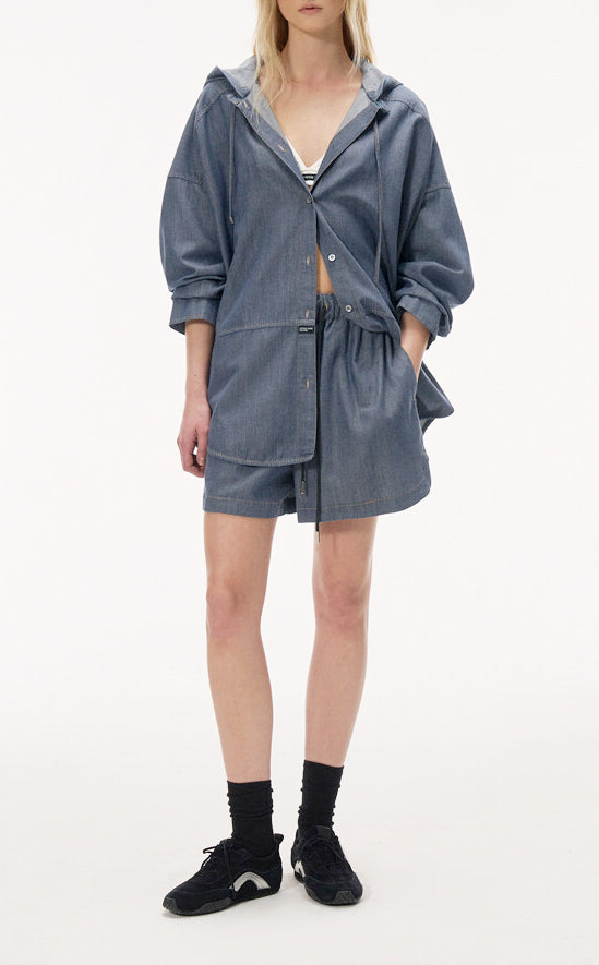 String Denim Shorts