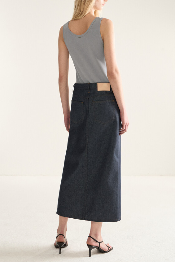 Scoop Cut Denim Skirt