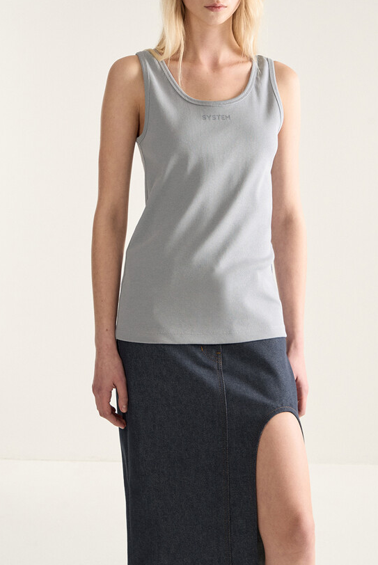 Scoop Cut Denim Skirt