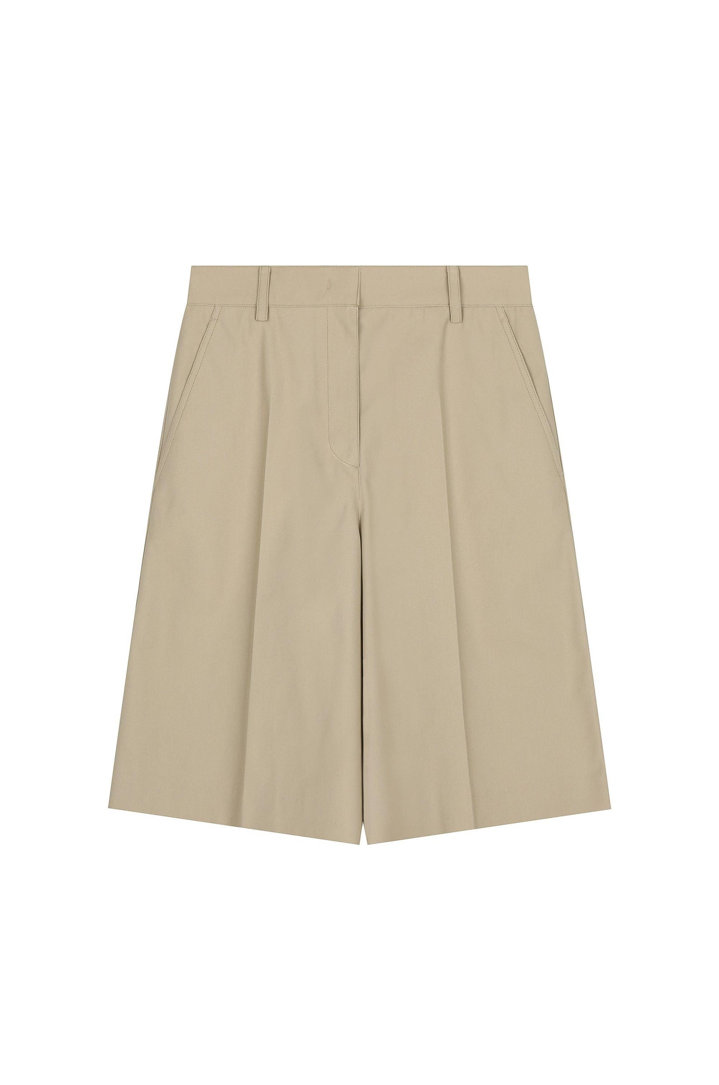 Cotton Bermuda Pants With Belt