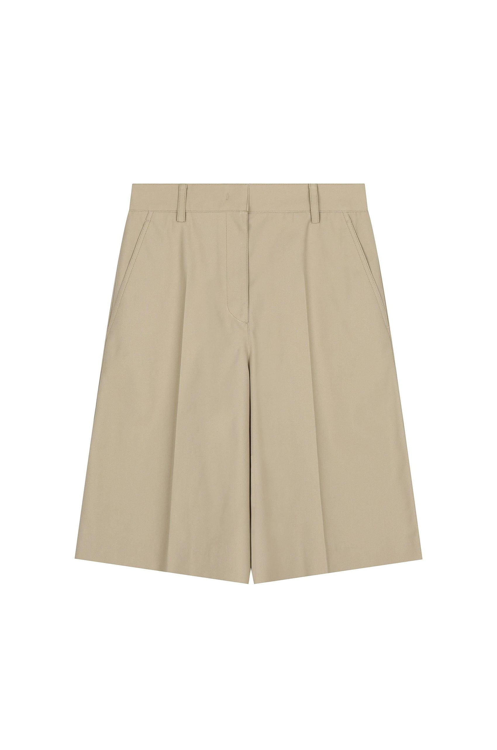 Cotton Bermuda Pants With Belt