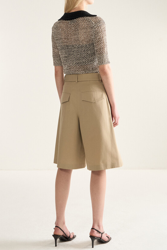 Cotton Bermuda Pants With Belt