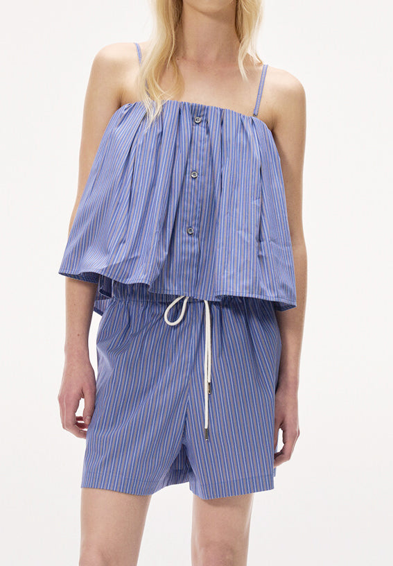 Buttoned Stripe Sleeveless Top