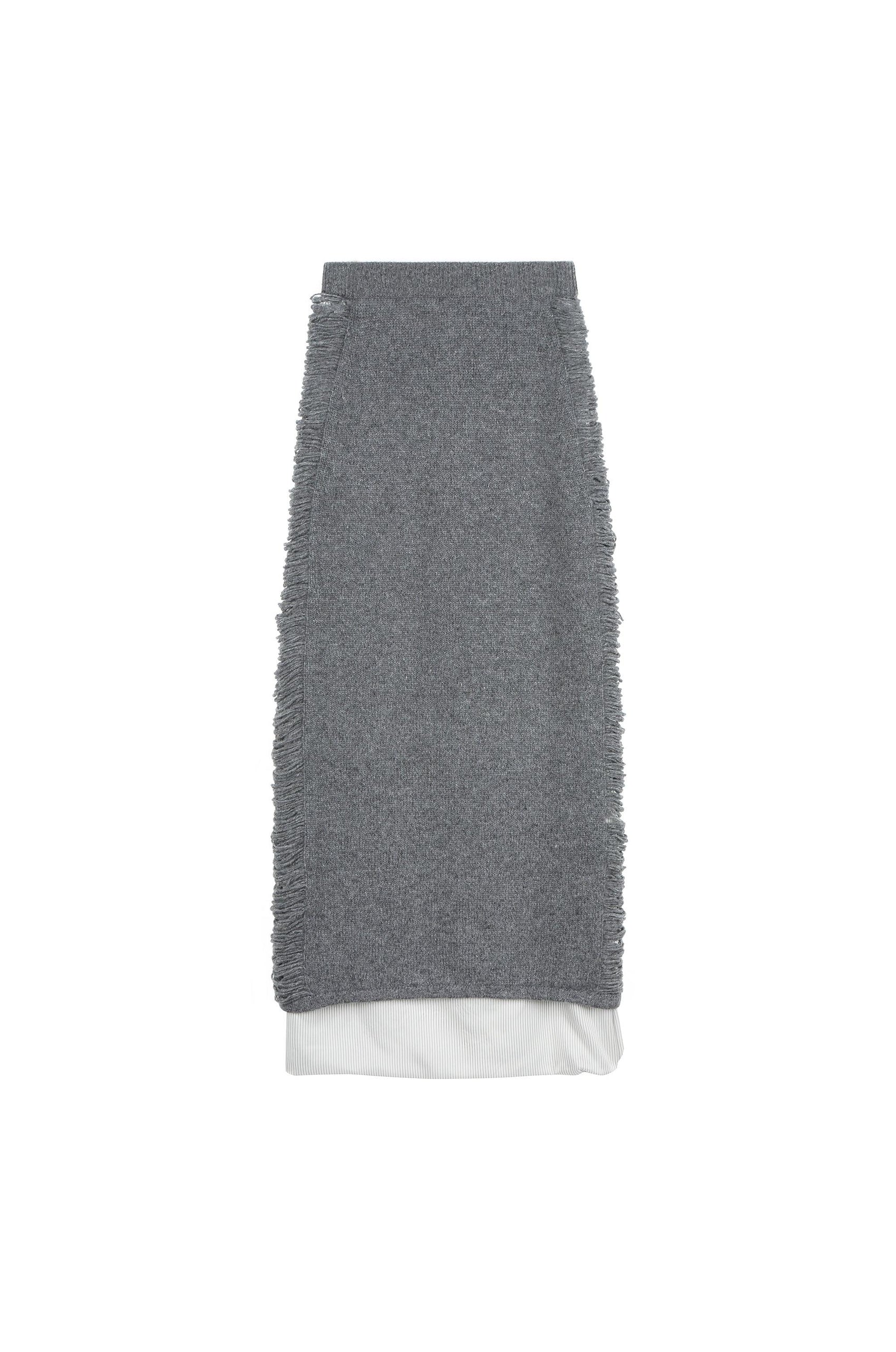 Striped Cut-Out Knit Skirt