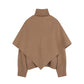 Whole-Garment Turtle Neck Knit Top With Scarf