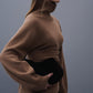 Whole-Garment Turtle Neck Knit Top With Scarf