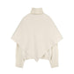 Whole-Garment Turtle Neck Knit Top With Scarf