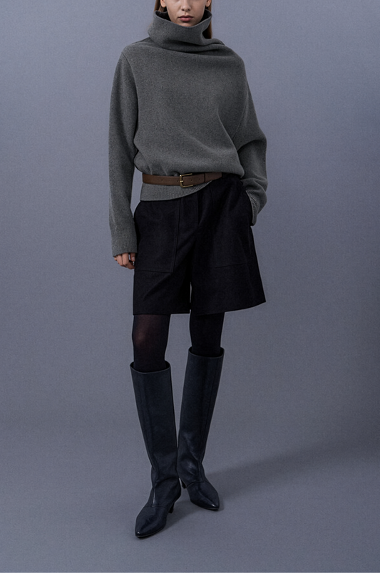 Boxy High Neck Knit Top