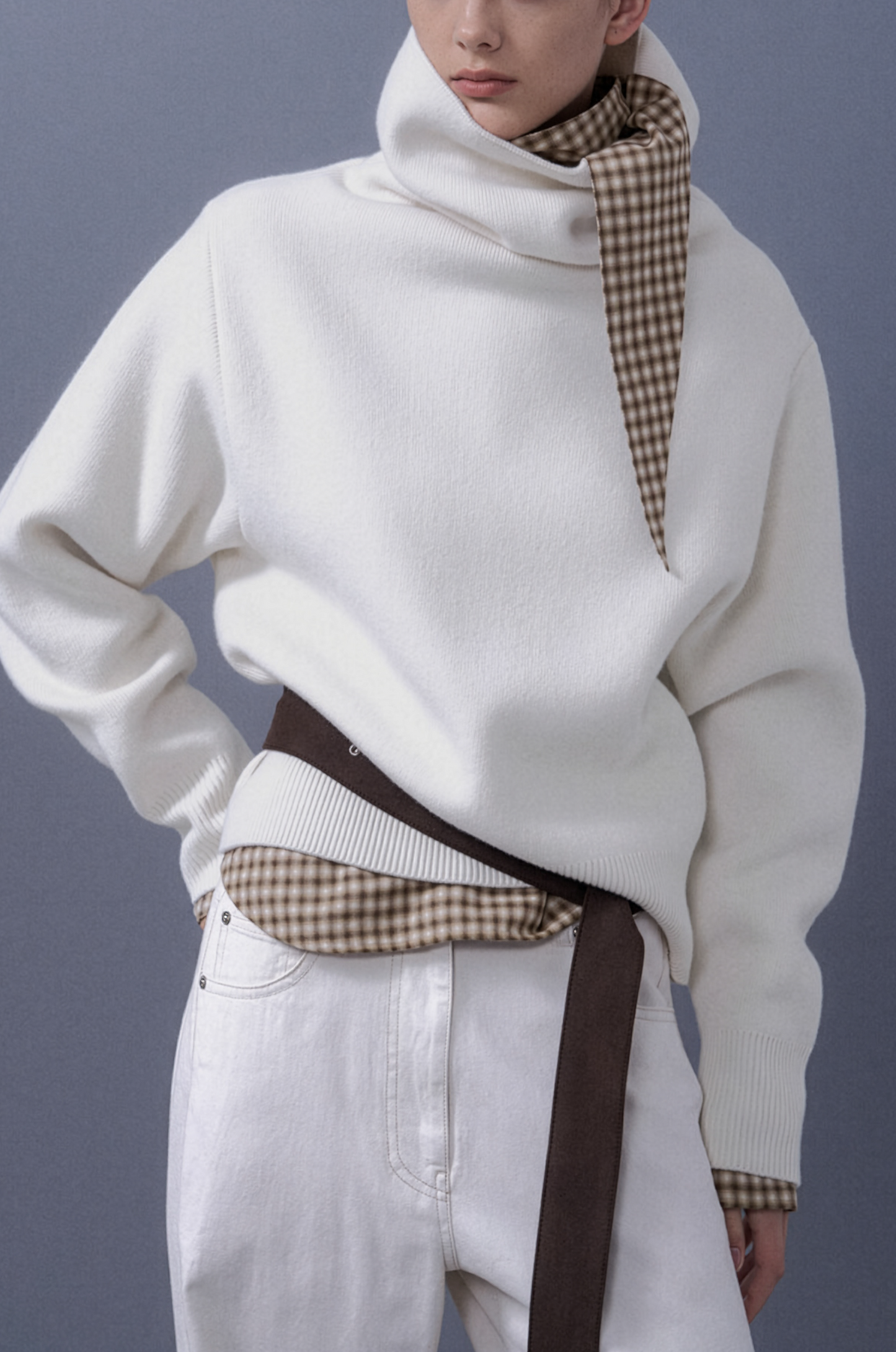 Boxy High Neck Knit Top