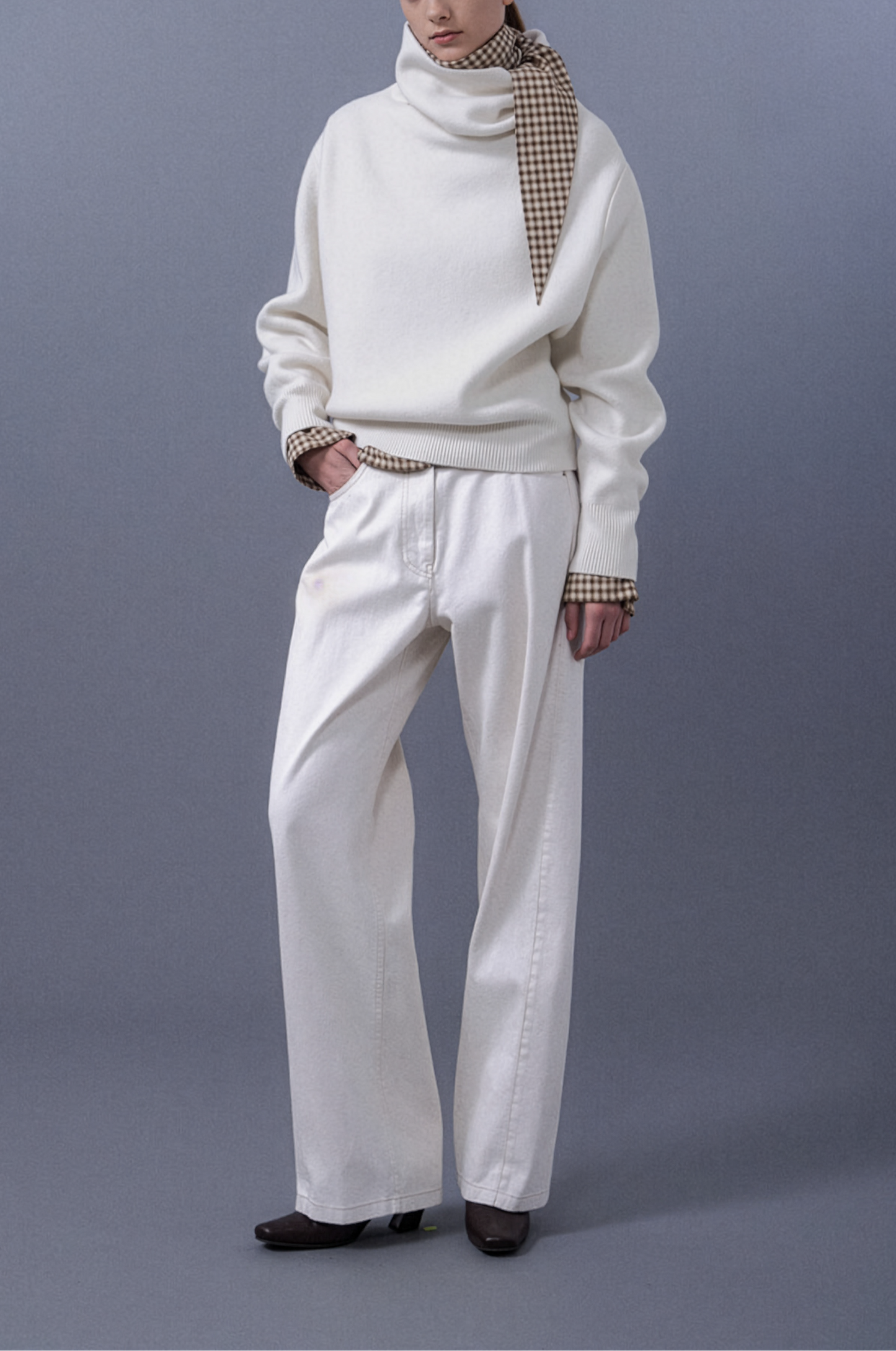 Boxy High Neck Knit Top