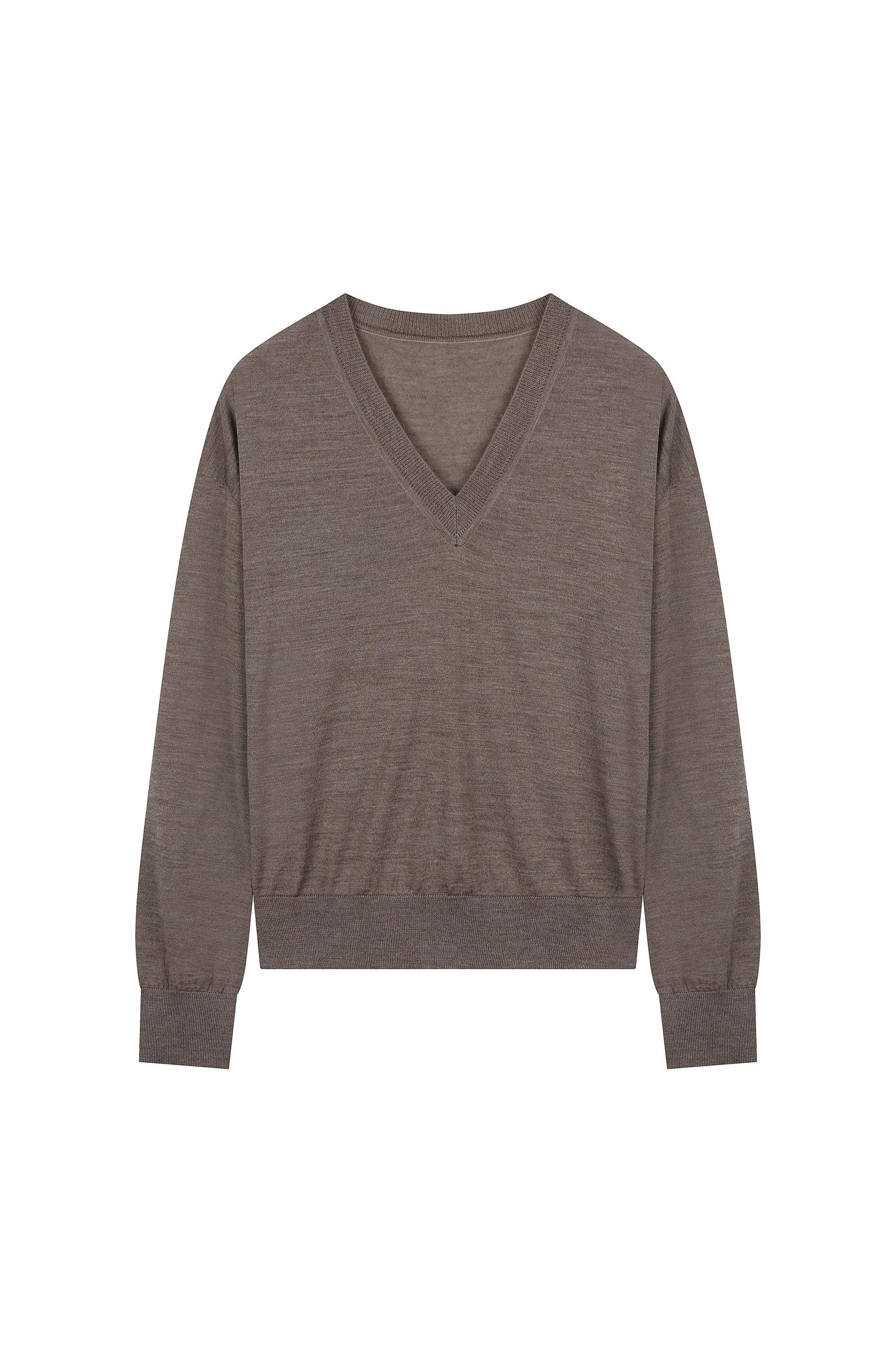 Sheered V-Neck Knit Top