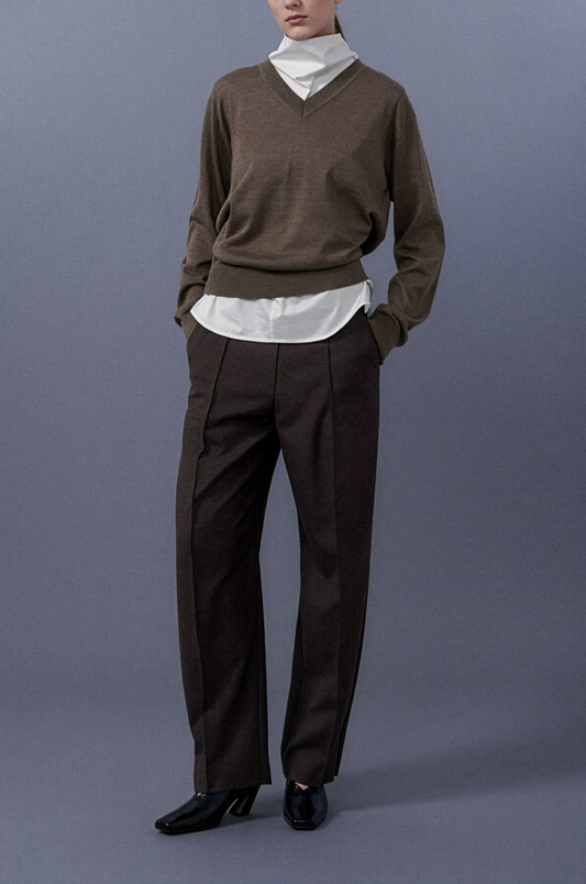 Sheered V-Neck Knit Top