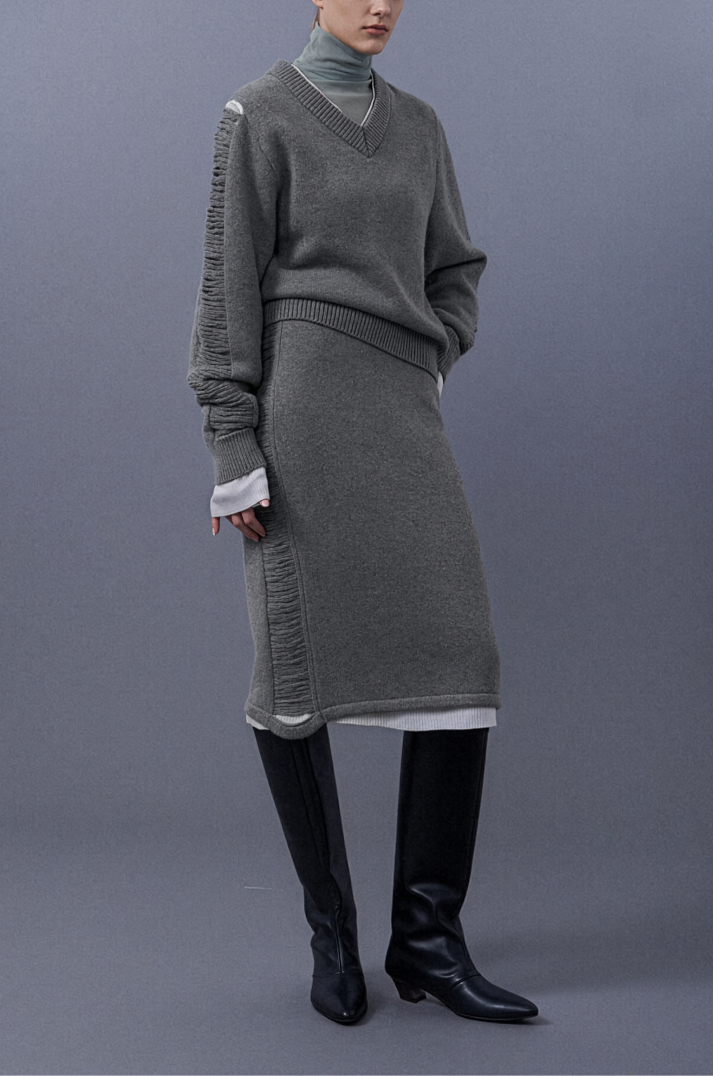 Striped Cut-Out Knit Top