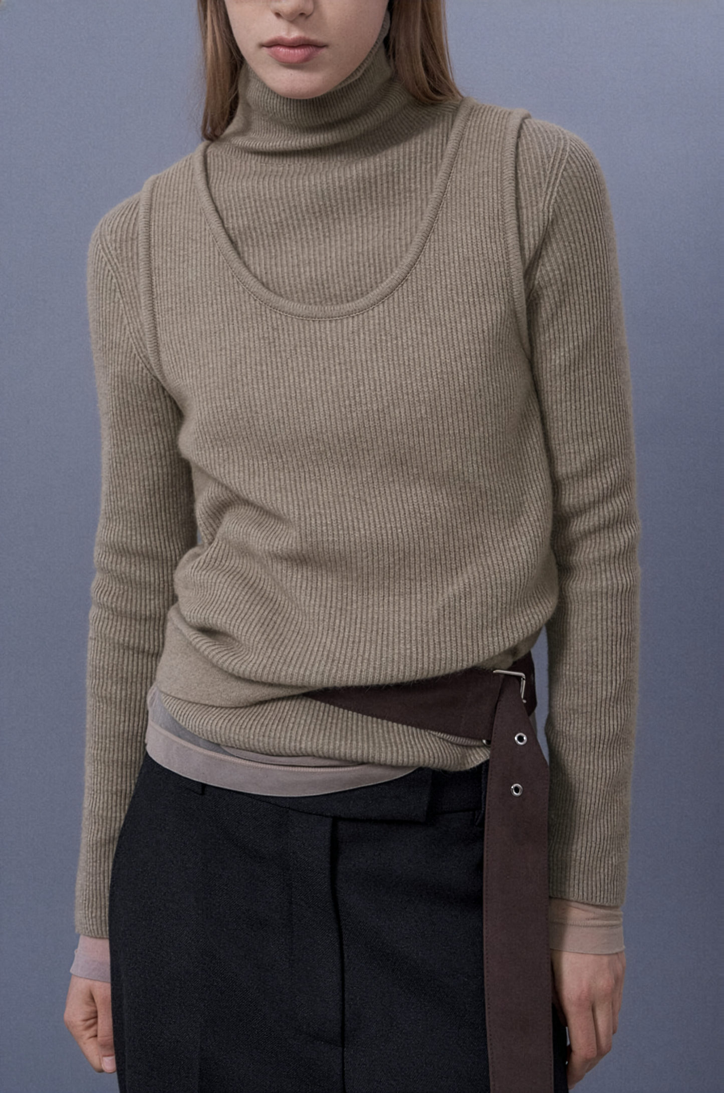 Whole-Garment Knit Top With Vest