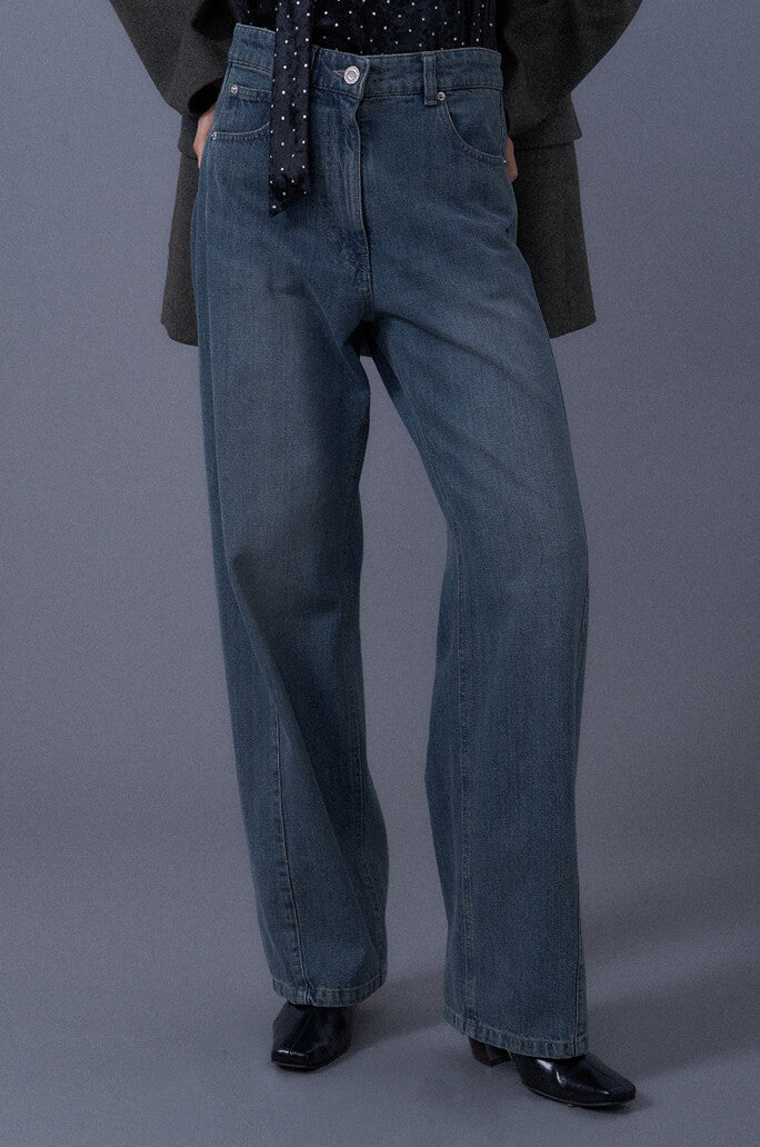 Curved Denim Pants