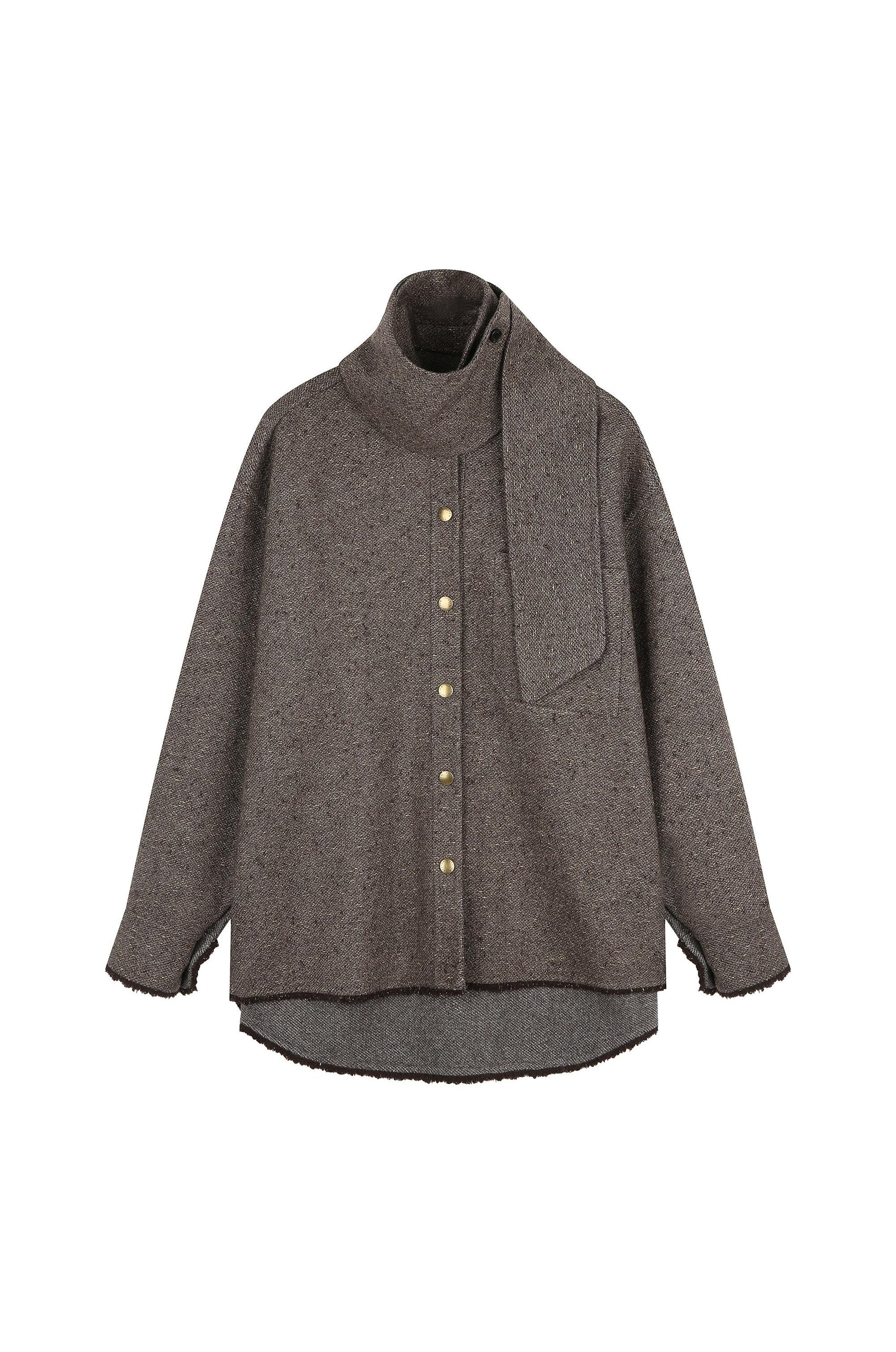 Tweed Fabric Jacket With Scarf