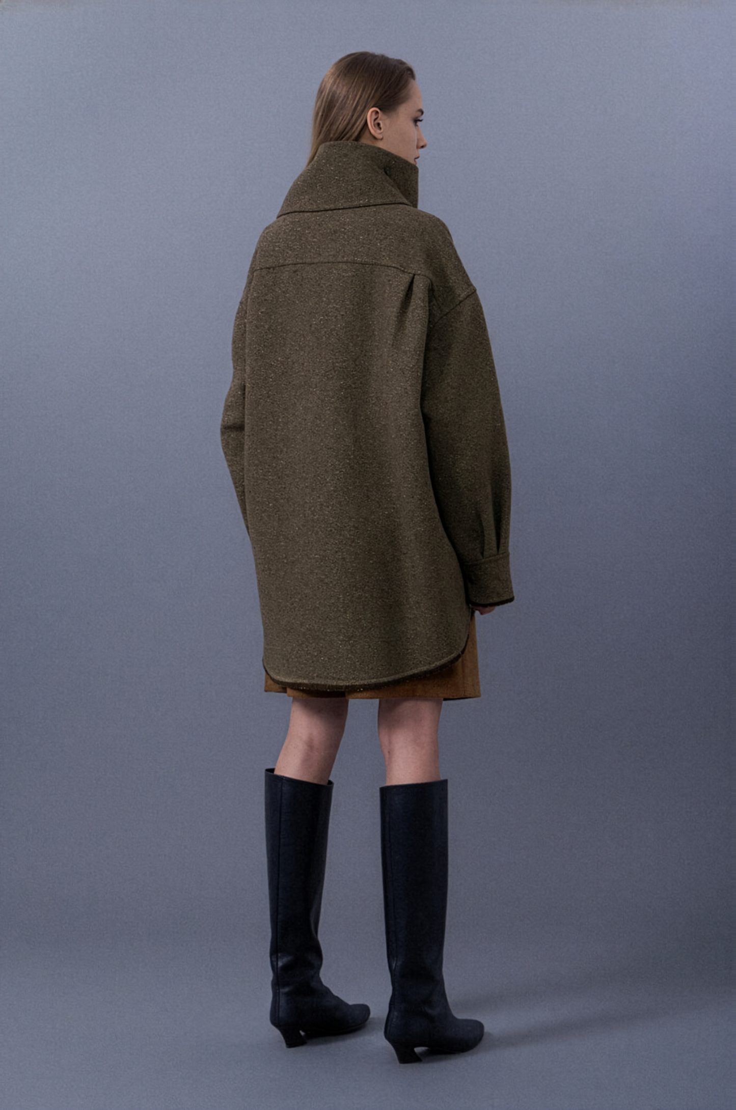 Tweed Fabric Jacket With Scarf