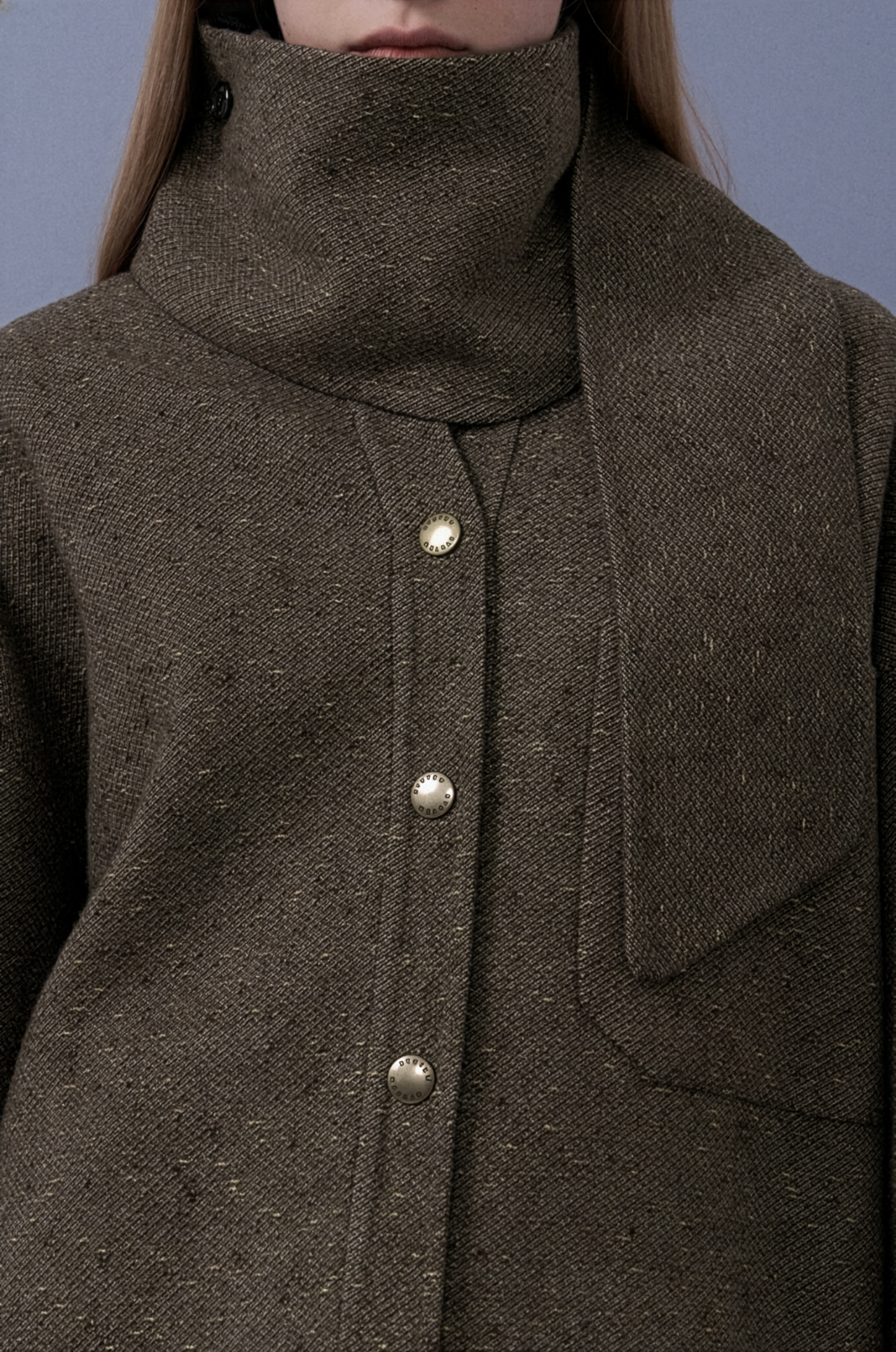 Tweed Fabric Jacket With Scarf