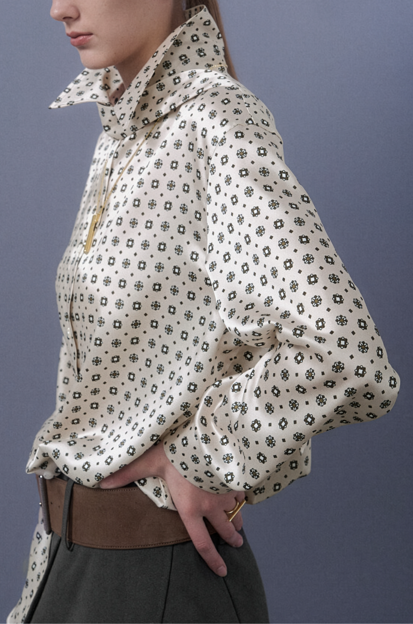 All-Over Patterned Fluid Blouse