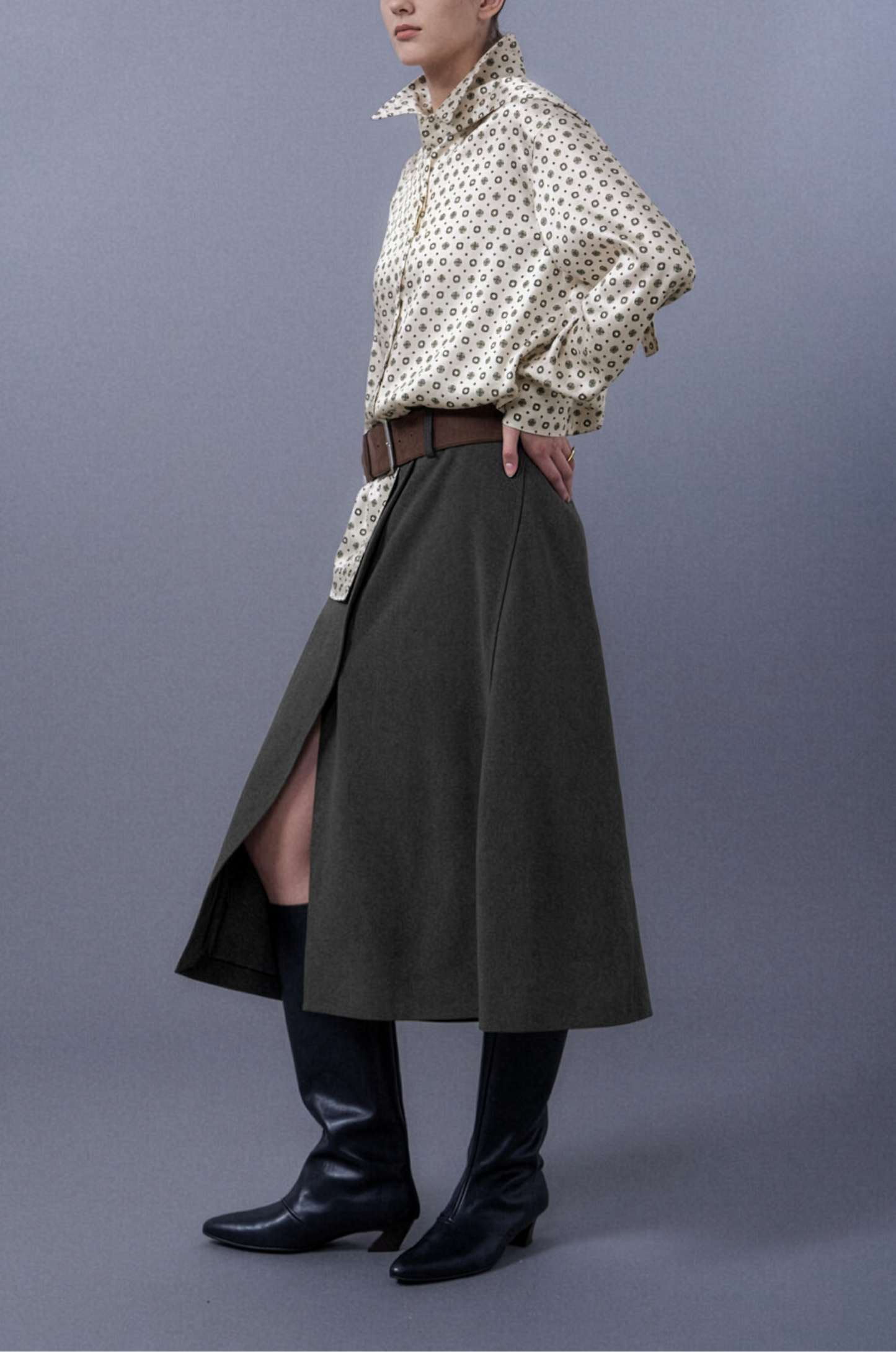 All-Over Patterned Fluid Blouse