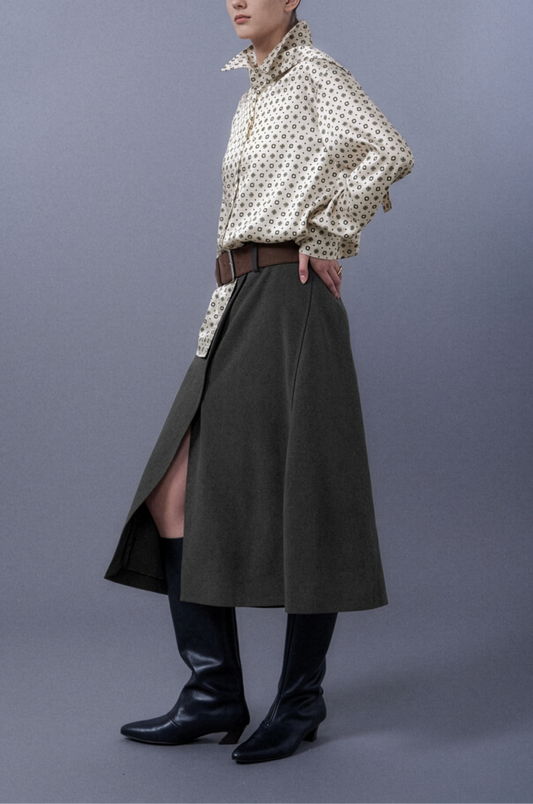 All-Over Patterned Fluid Blouse