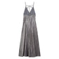 Deep V-Neck Velvet Long Dress