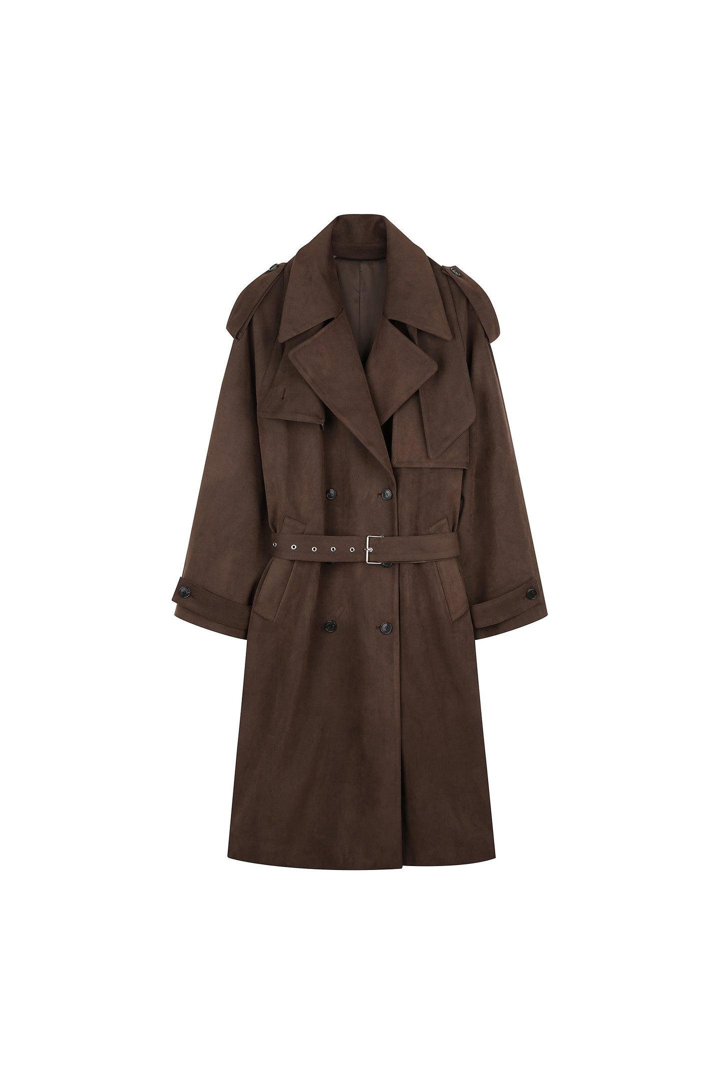 Suede Trench Coat With Scarf