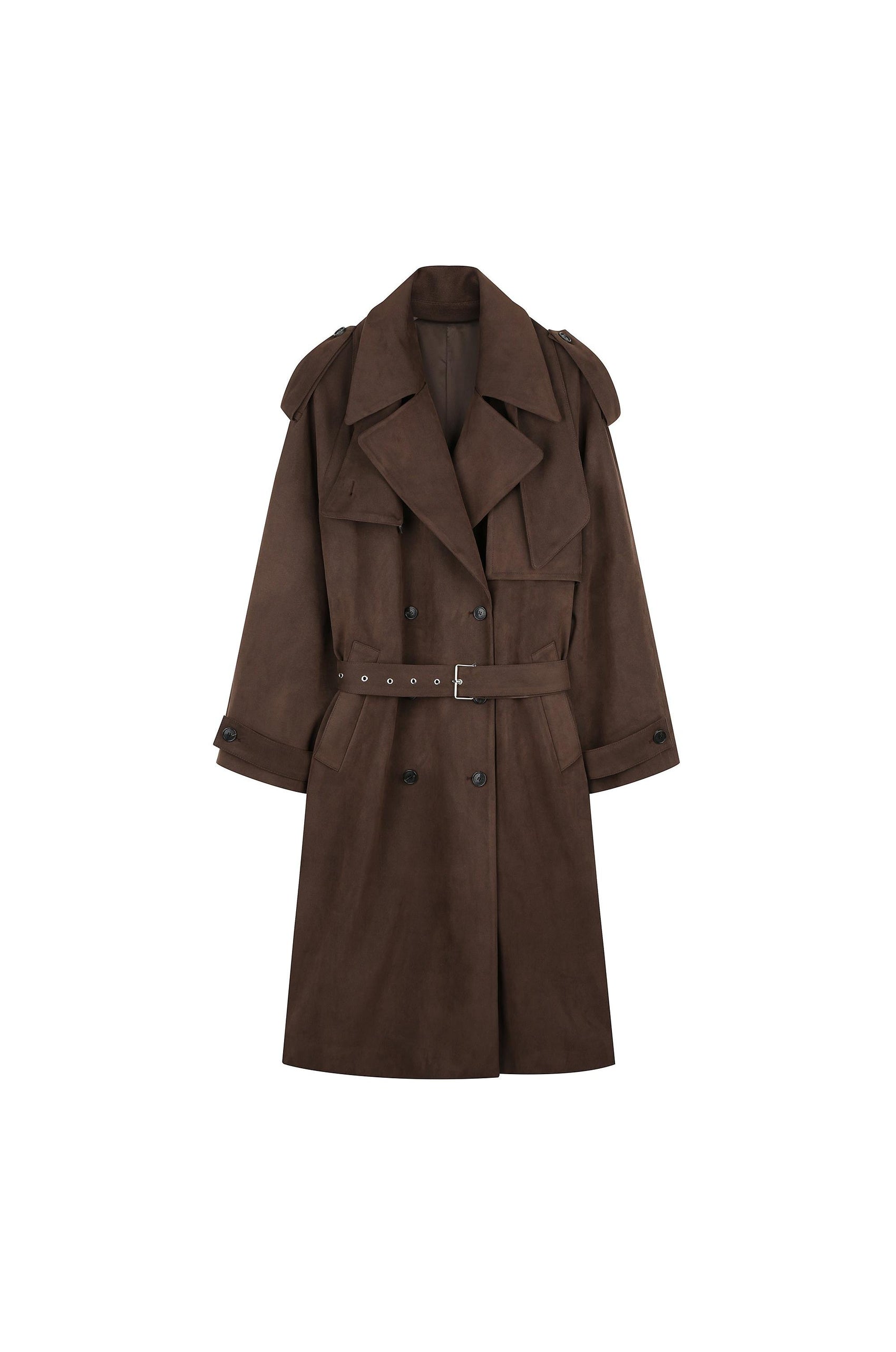 Suede Trench Coat With Scarf