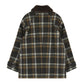 Check Coat With Fur Collar