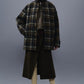 Check Coat With Fur Collar