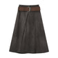 Suede Wrap Skirt With Belt