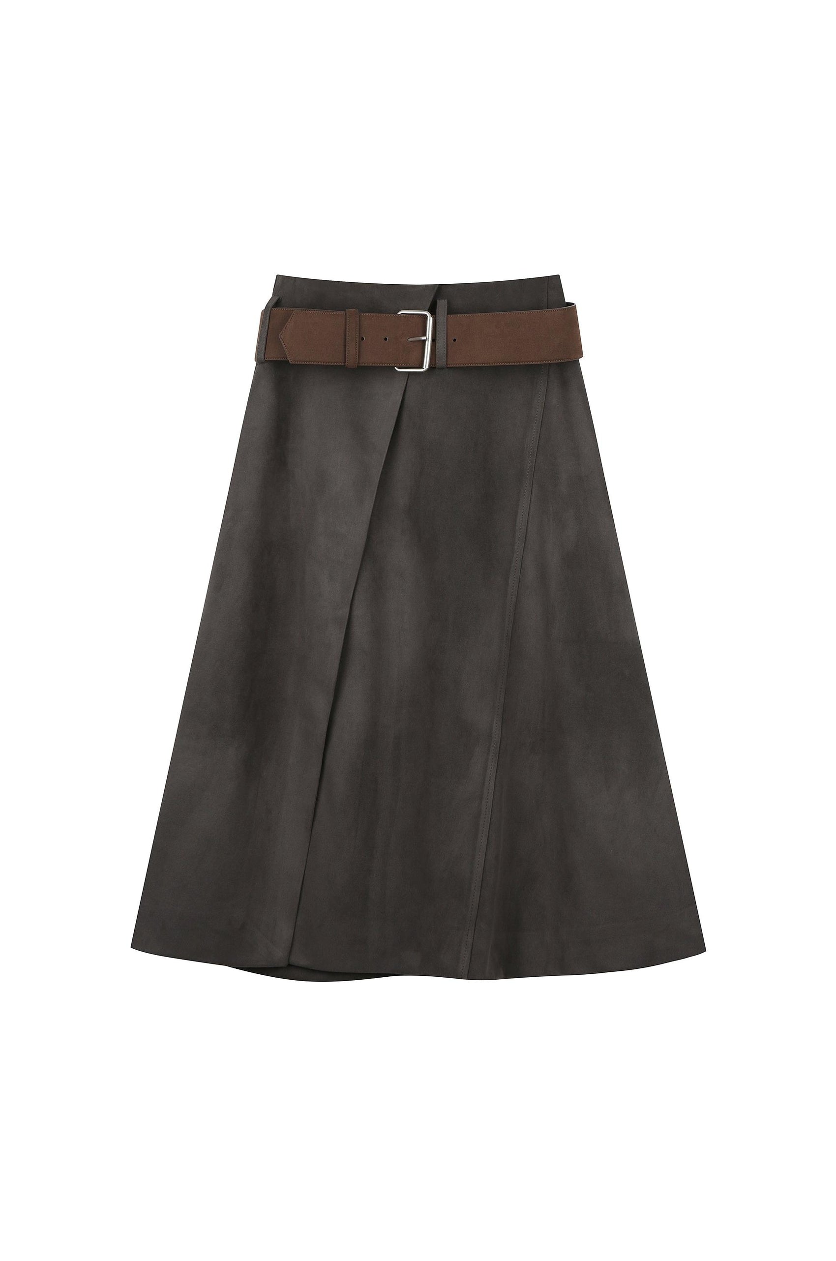 Suede Wrap Skirt With Belt