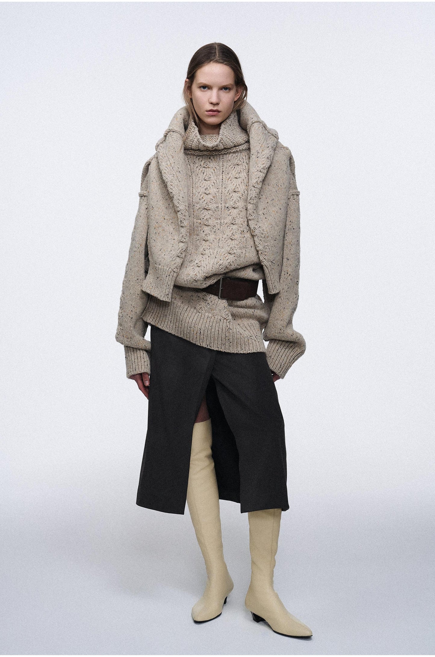 Suede Wrap Skirt With Belt