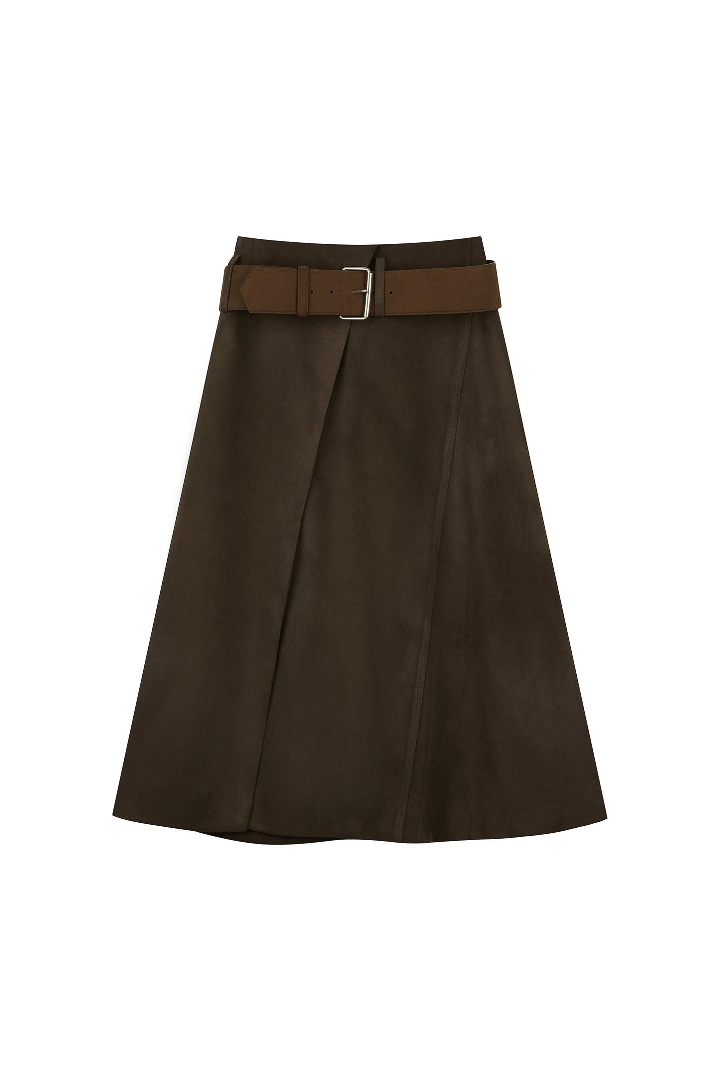 Suede Wrap Skirt With Belt