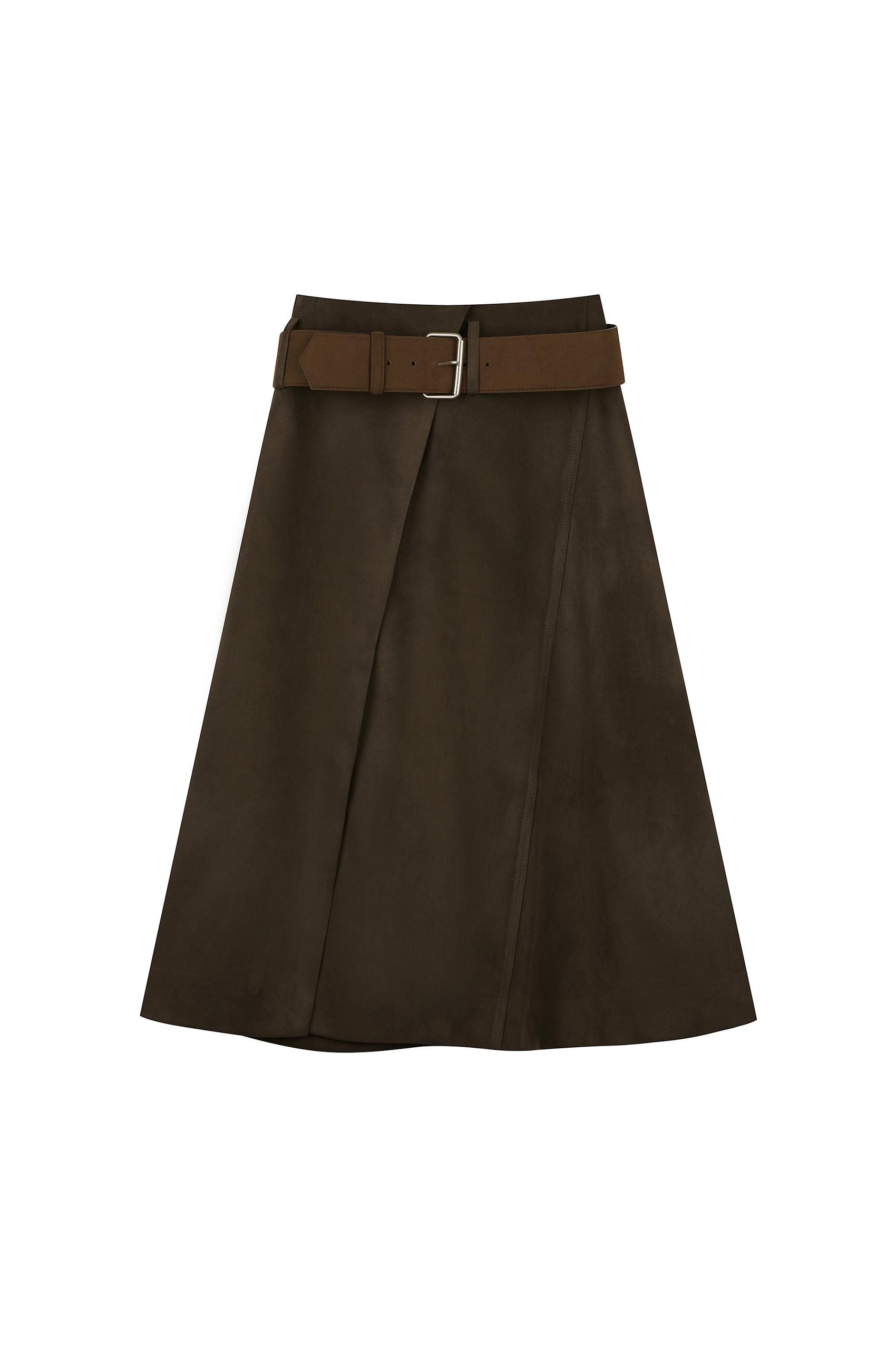 Suede Wrap Skirt With Belt