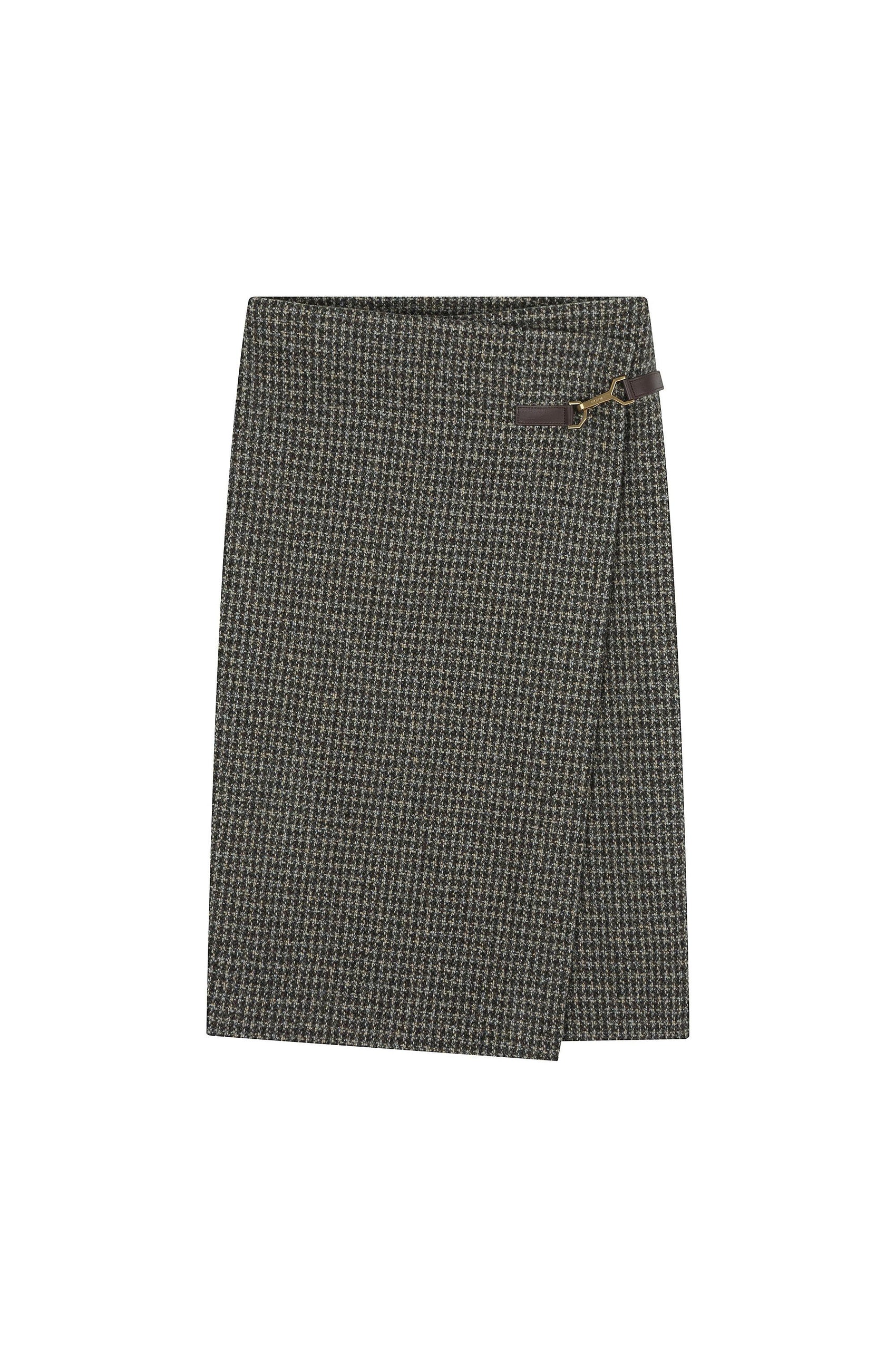Check Wrap Skirt With Buckle