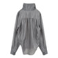 Upright-Collar Sheered Top