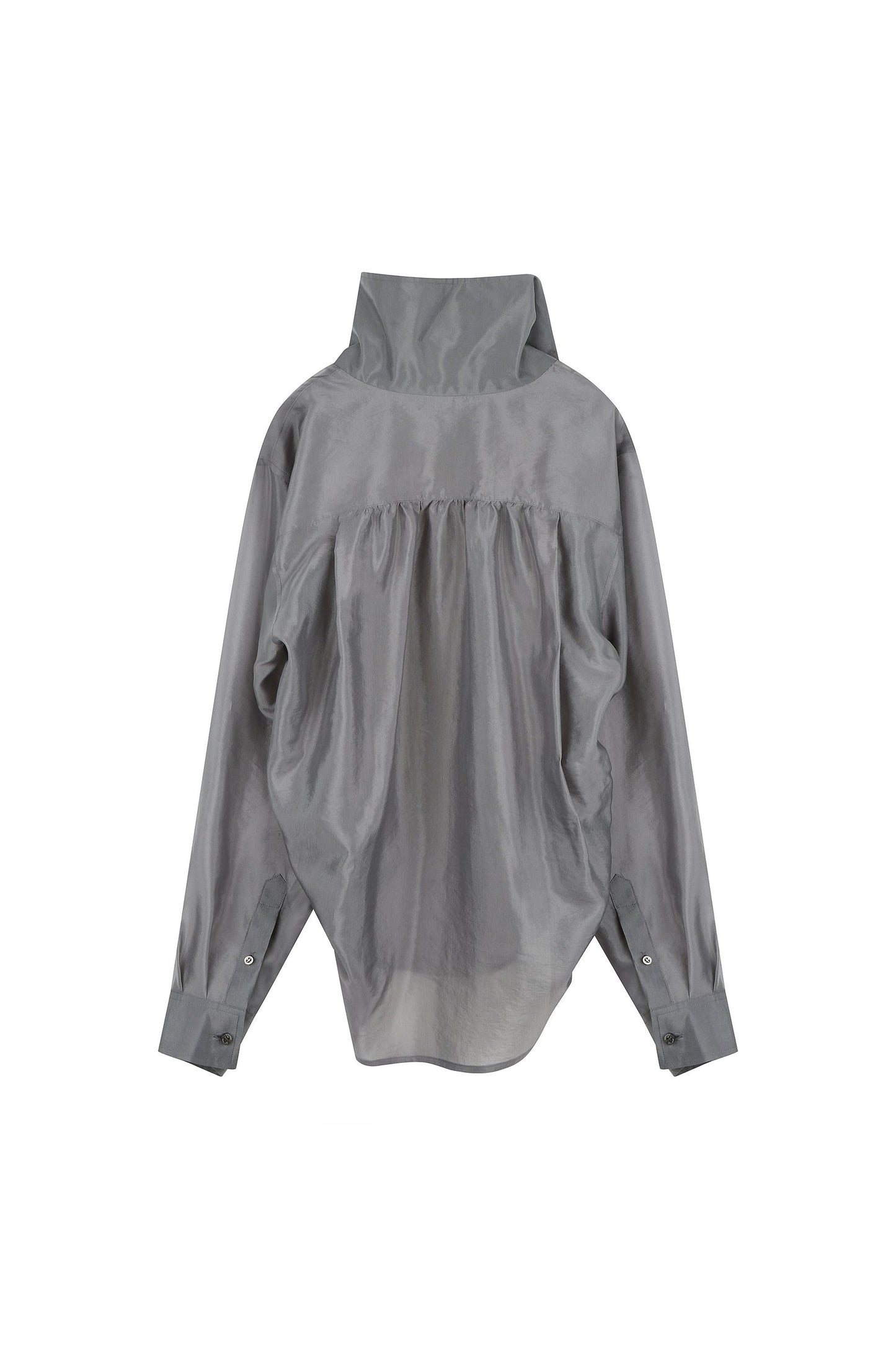 Upright-Collar Sheered Top