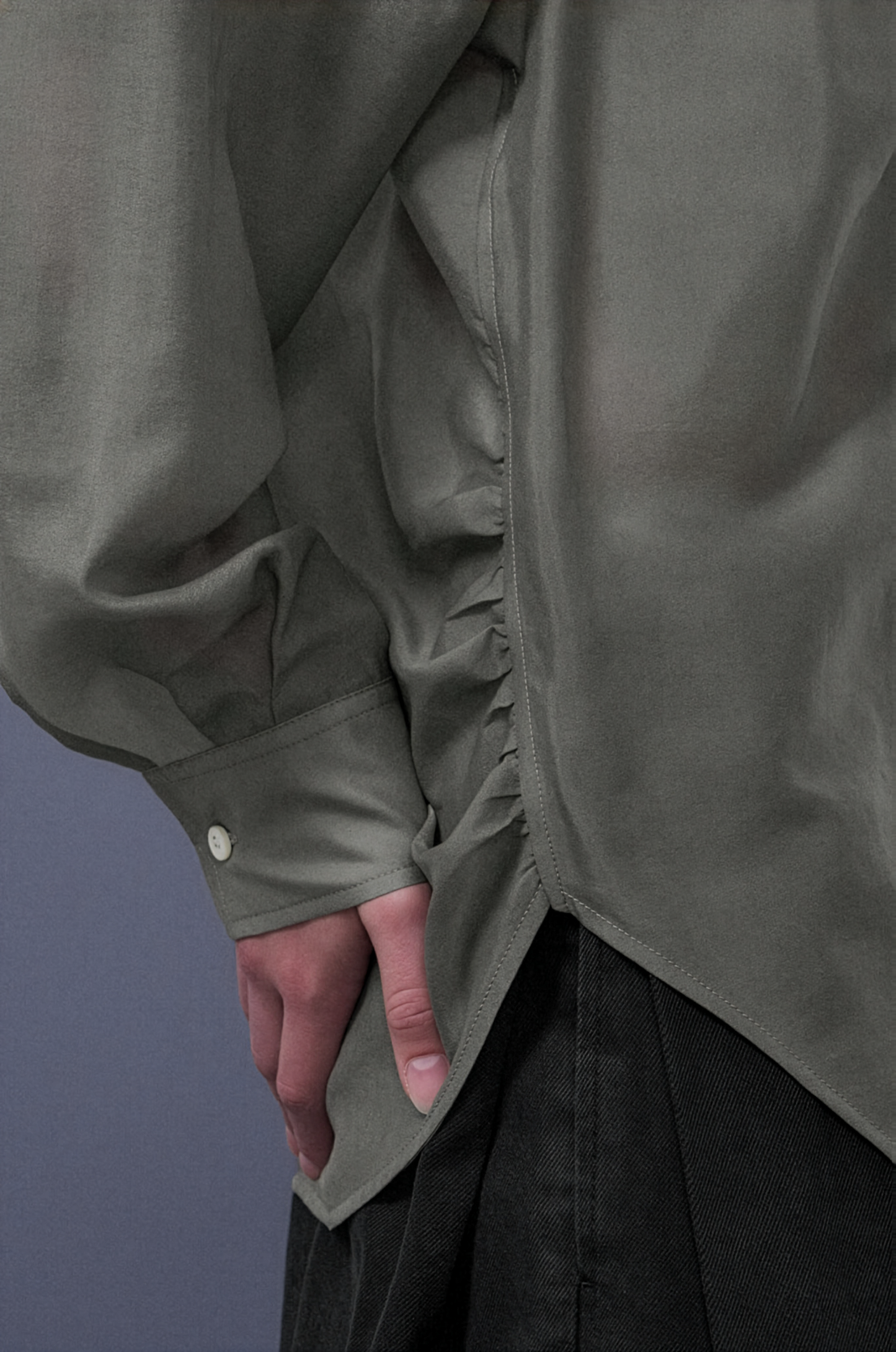 Upright-Collar Sheered Top