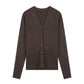 Deep V-Neck Hard Knit Cardigan