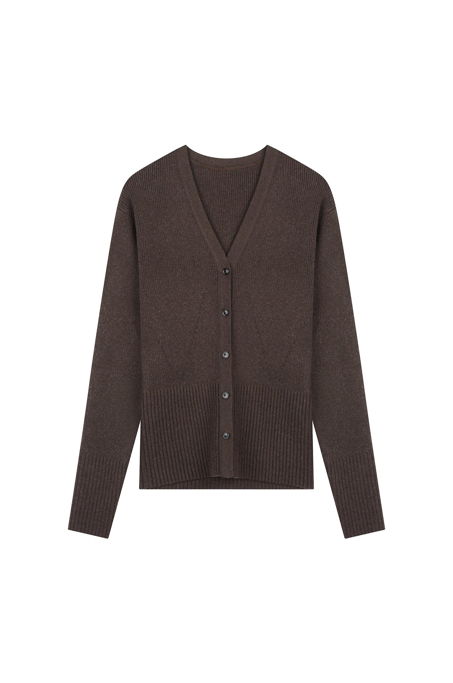 Deep V-Neck Hard Knit Cardigan
