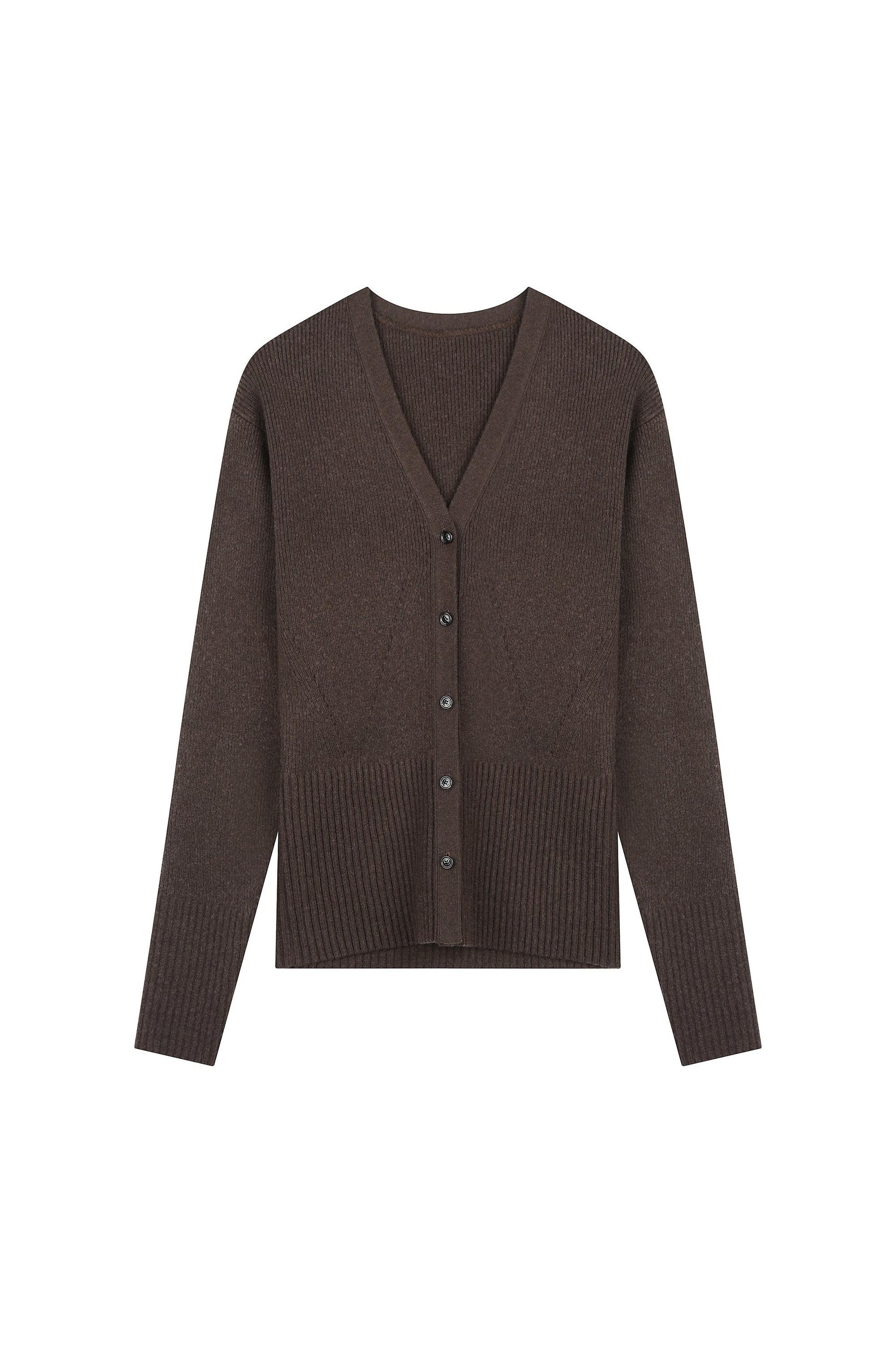 Deep V-Neck Hard Knit Cardigan