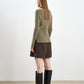 Linen-Blend High-Neck Buttoned Knit Top