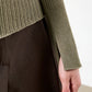 Linen-Blend High-Neck Buttoned Knit Top