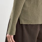 Linen-Blend High-Neck Buttoned Knit Top