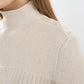 Linen-Blend High-Neck Buttoned Knit Top